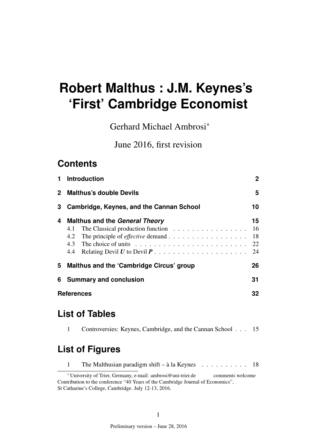 Robert Malthus : J.M