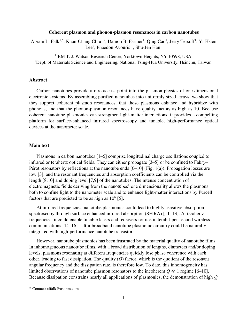 1 Coherent Plasmon and Phonon-Plasmon Resonances In