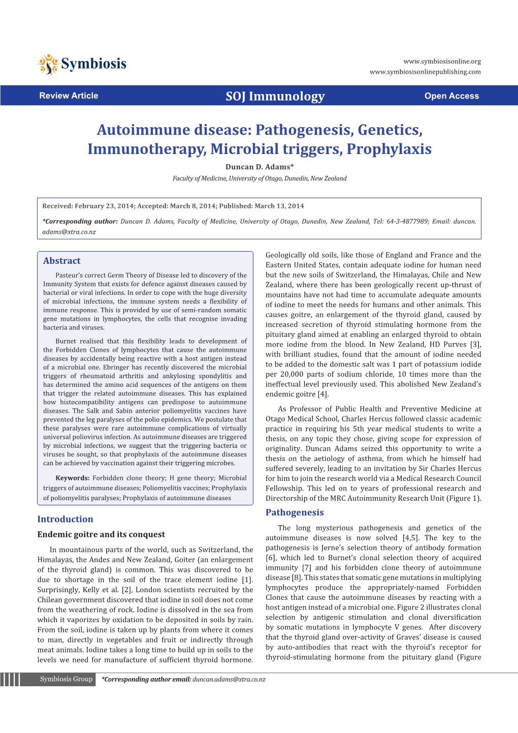 Autoimmune Disease: Pathogenesis, Genetics, Immunotherapy, Microbial Triggers, Prophylaxis Duncan D