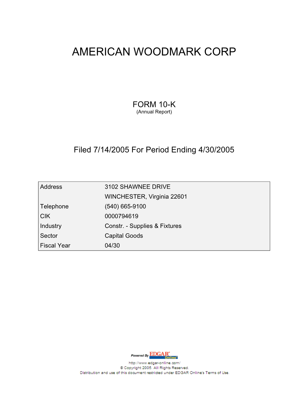 American Woodmark Corp