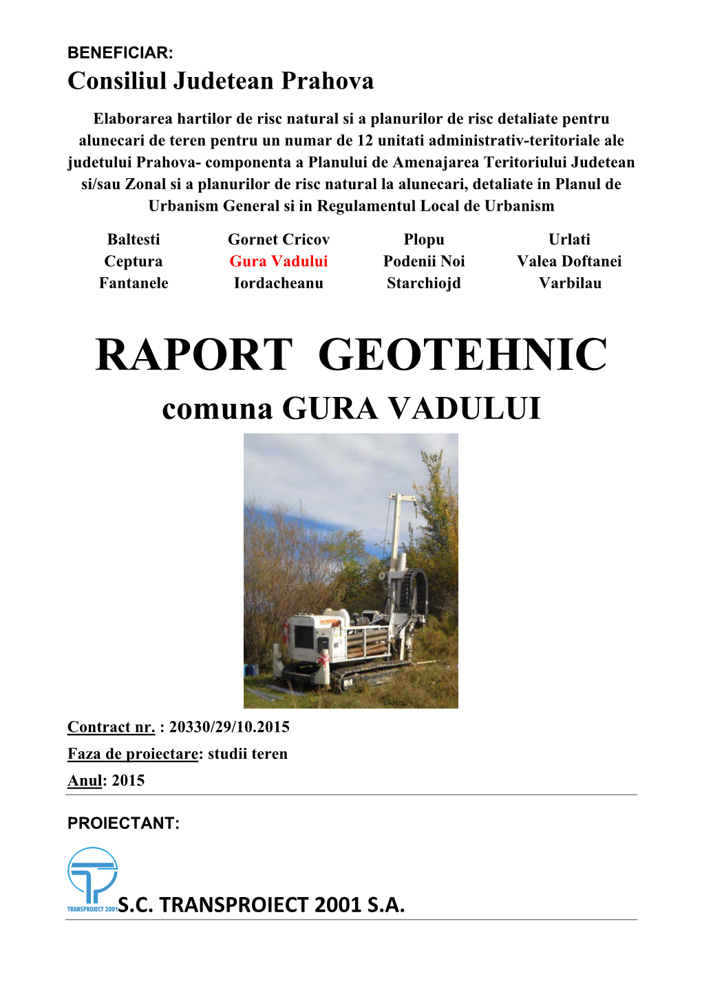 RAPORT GEOTEHNIC Comuna GURA VADULUI