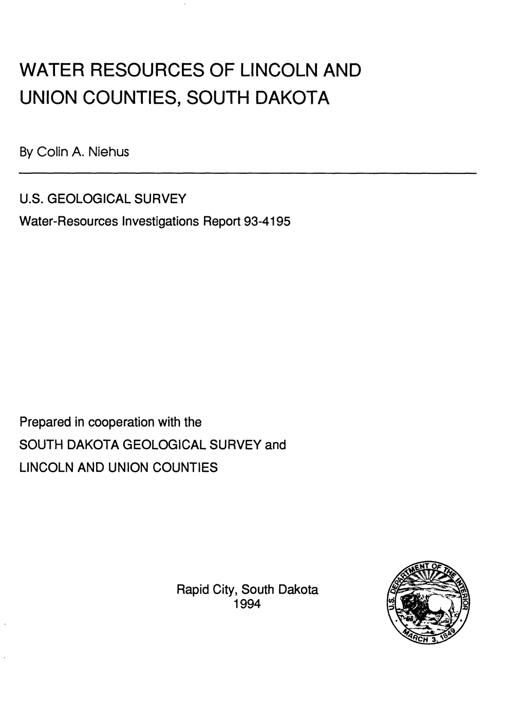 Water Resources of Lincoln and Union Counties, South Dakota