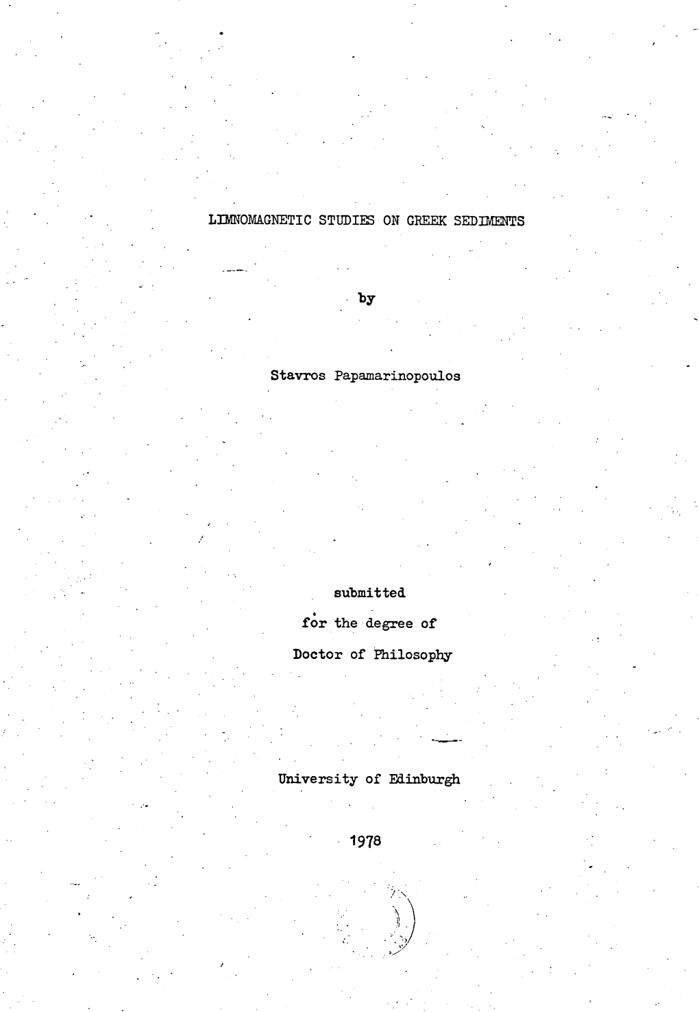 LIMNOMA.(II'ietic STUDIES on GREEK SEDIMENTS Stavros