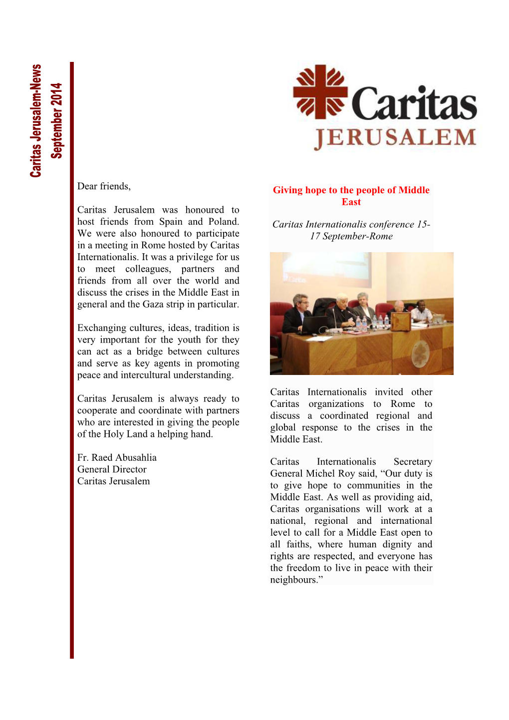 17 September-Rome Caritas Internationalis Invite