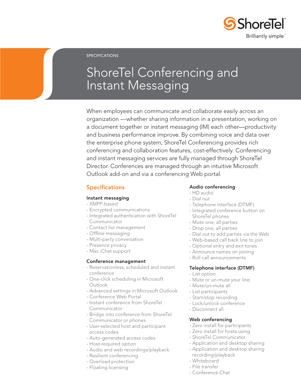 Shoretel Conferencing and Instant Messaging