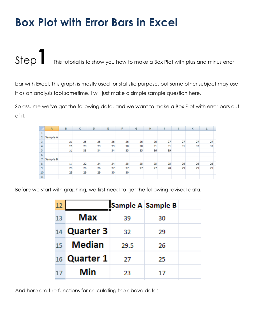 Box Plot with Error Bars in Excel