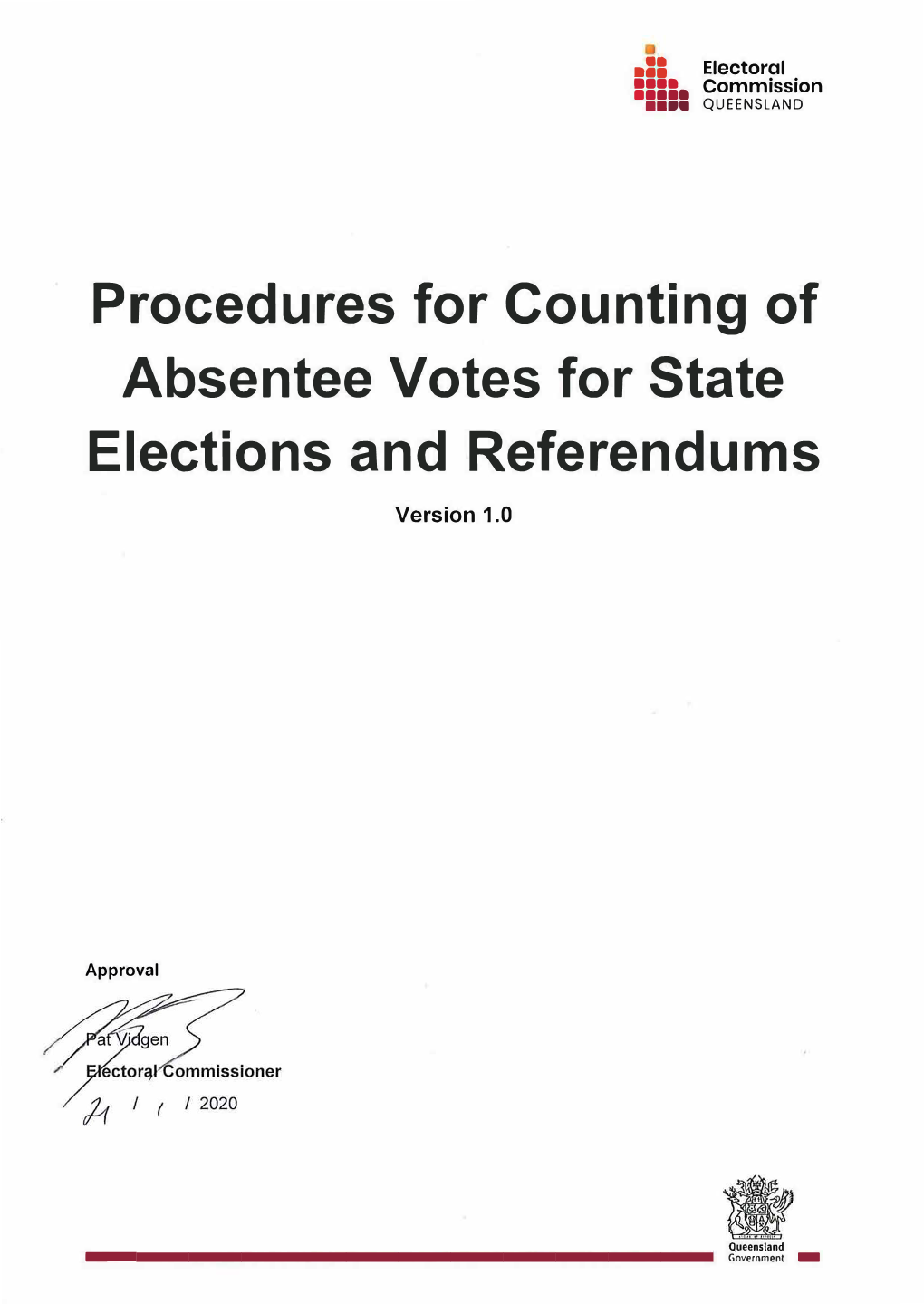 Procedures for Counting of Absentee Votes for State Elections and Referendums Version 1.0