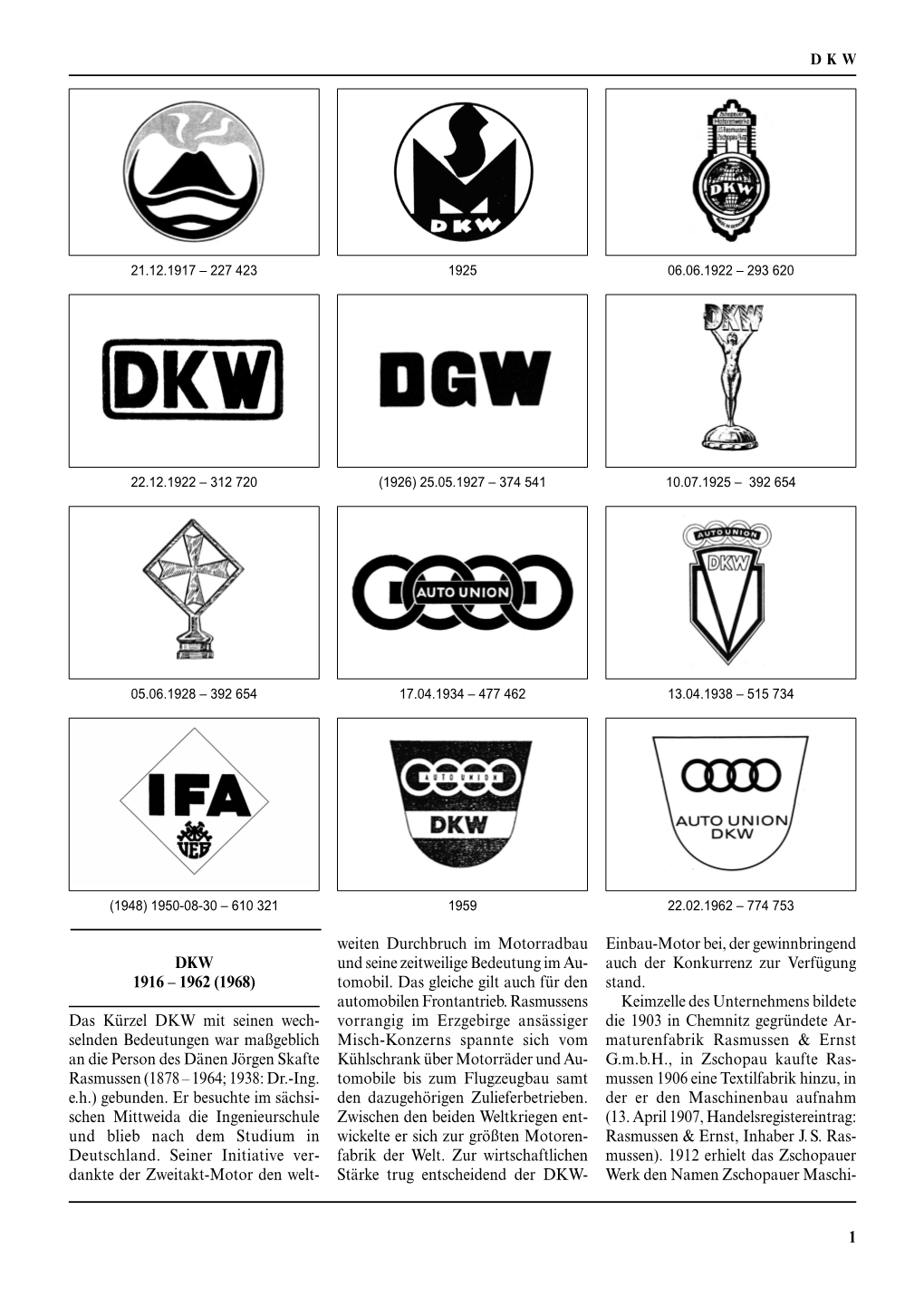 1962 (1968) Das Kürzel DKW Mit Seinen Wech