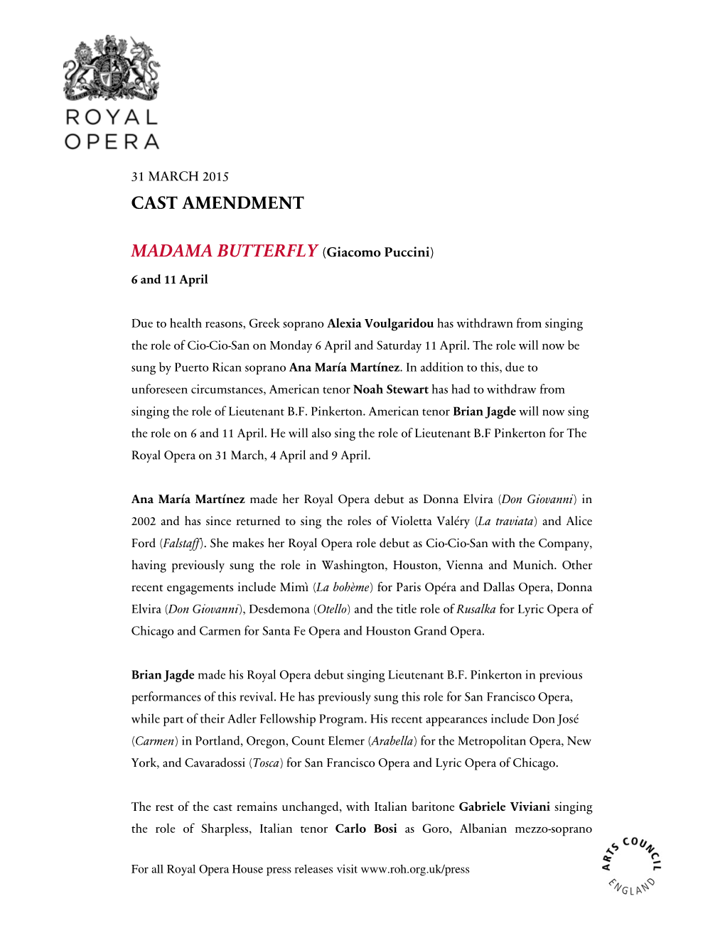 Cast Amendment Madama Butterfly