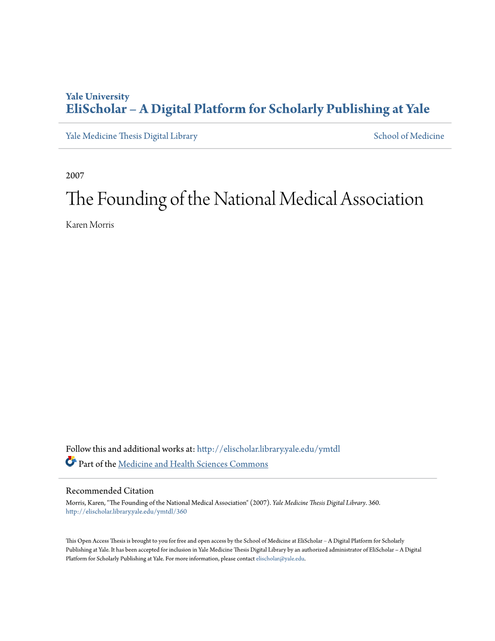 The Founding of the National Medical Association