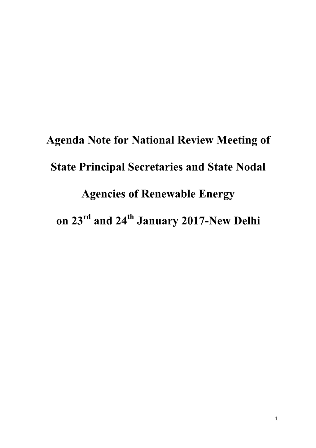 Agenda Note for National Review Meeting of State Principal