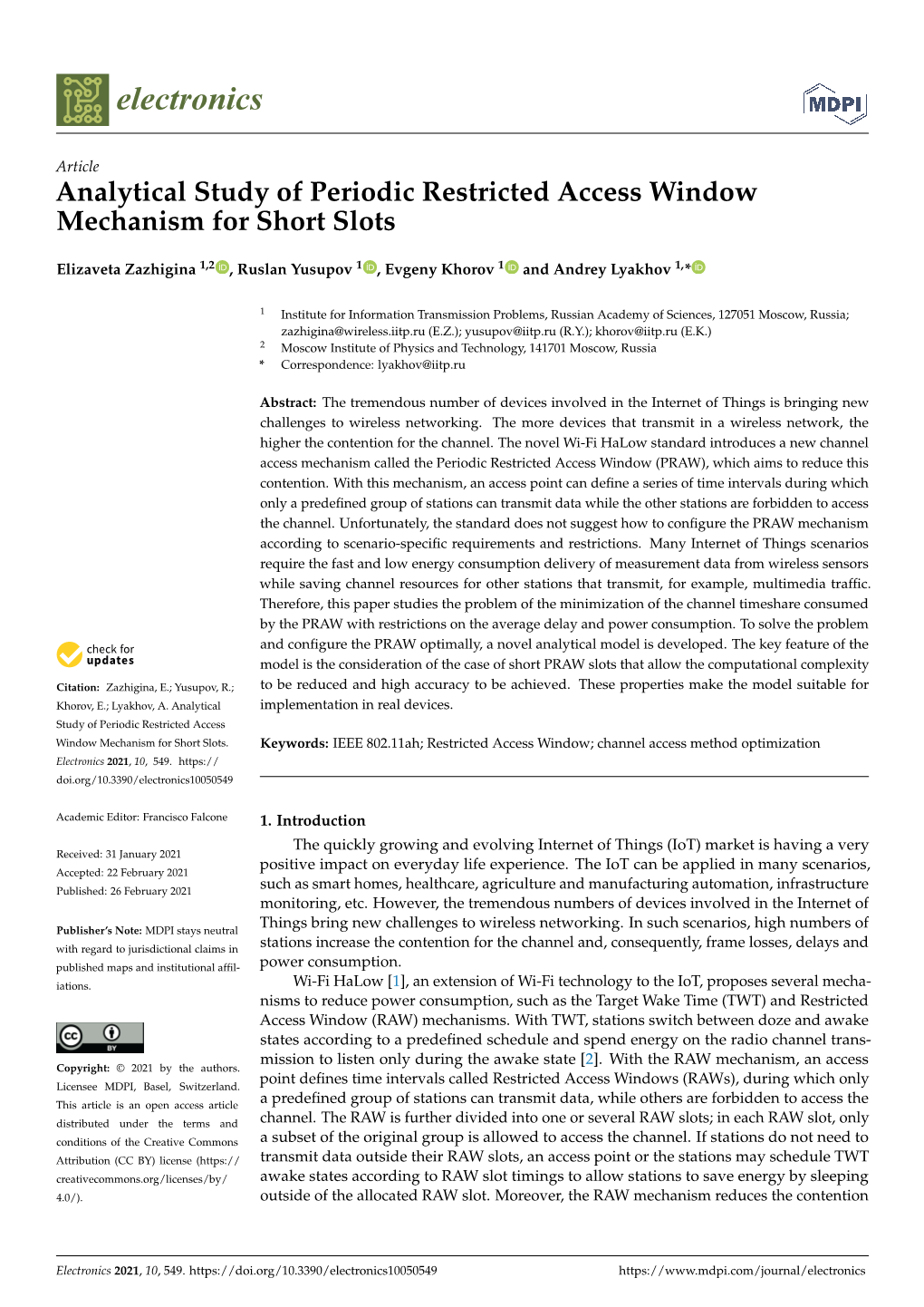 Analytical Study of Periodic Restricted Access Window Mechanism for Short Slots