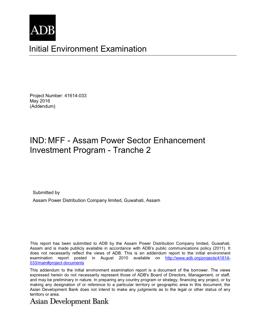 Assam Power Sector Enhancement Investment Program - Tranche 2