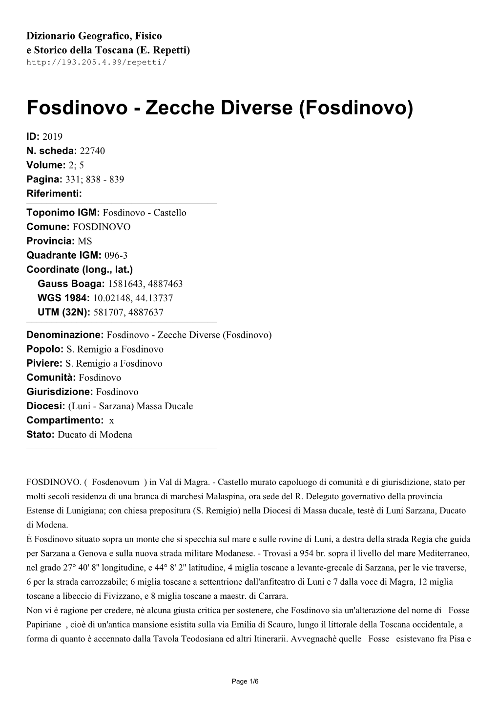 Fosdinovo - Zecche Diverse (Fosdinovo)