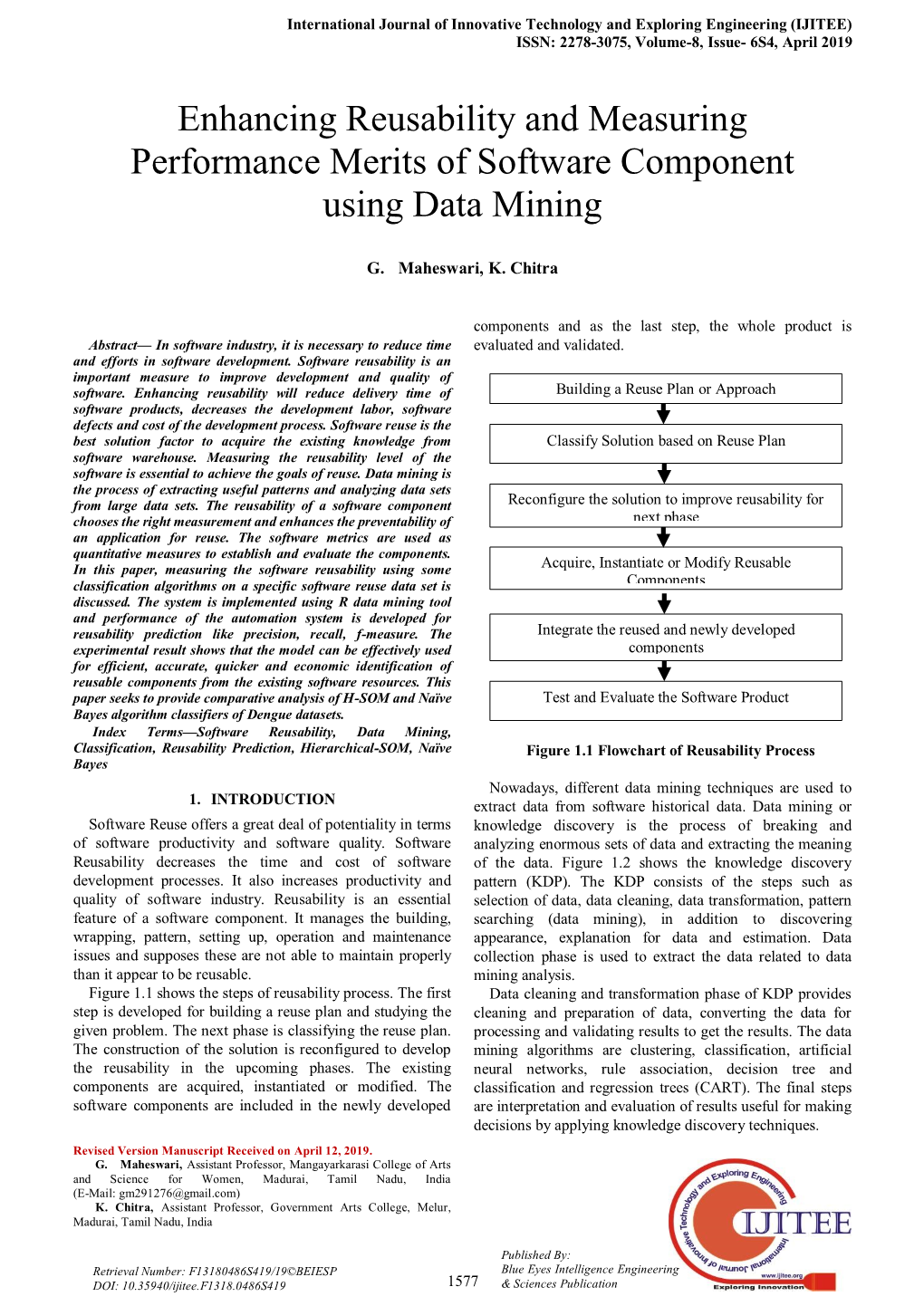 Enhancing Reusability and Measuring Performance Merits of Software Component Using Data Mining