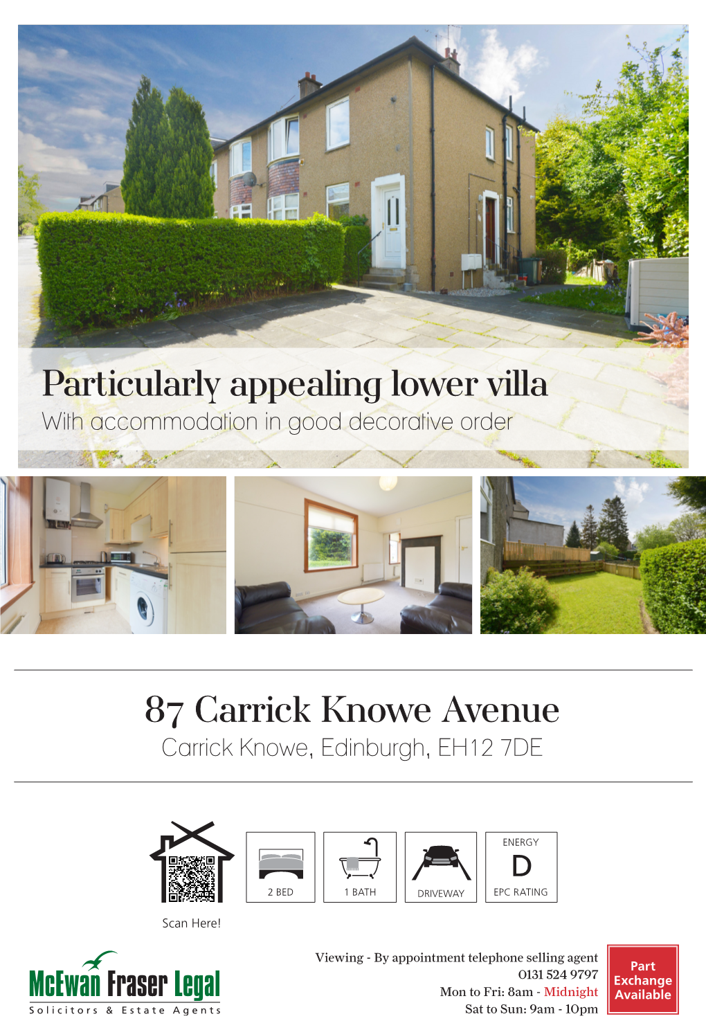 87 Carrick Knowe Avenue Particularly Appealing Lower Villa