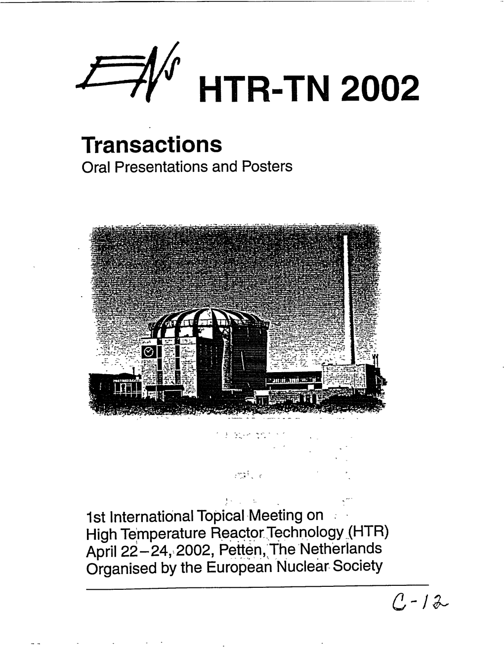 Part 1 to ENS HTR-TN 2002 Transactions Oral Presentations