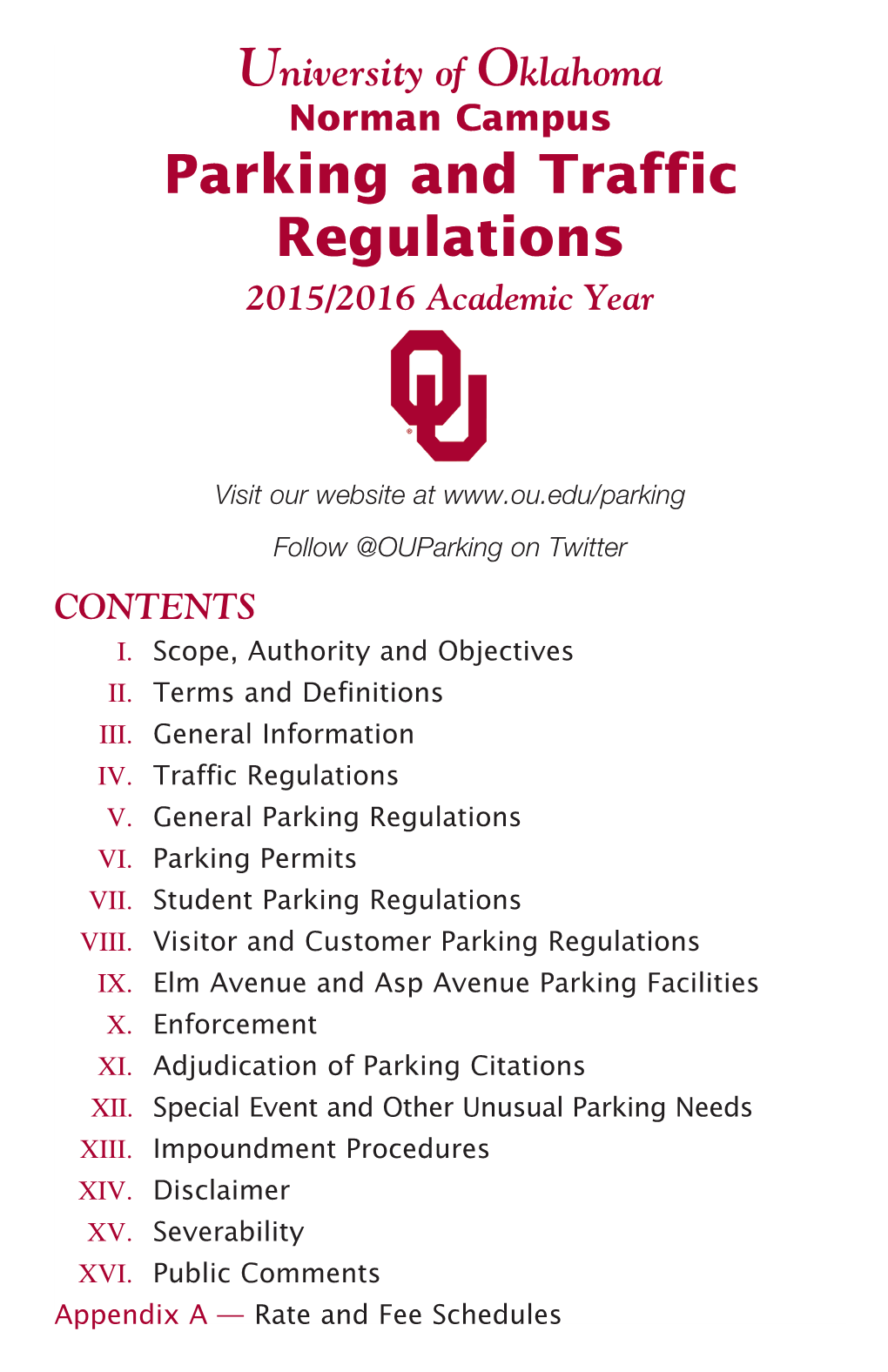 Norman Campus Parking and Traffic Regulations 2015/2016 Academic Year