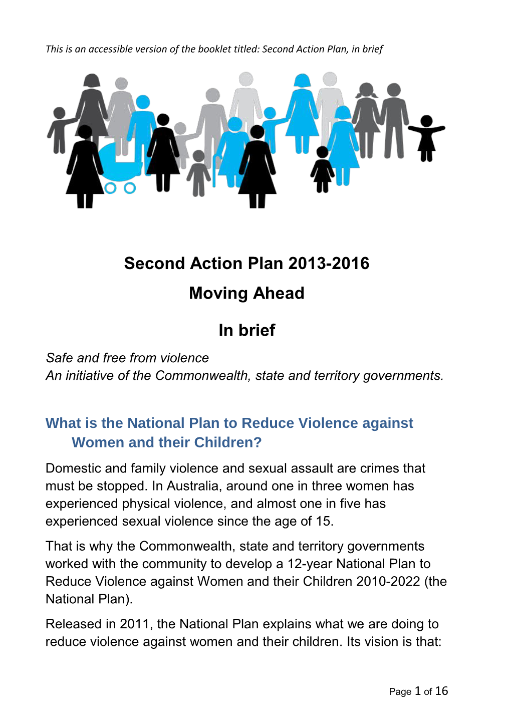 This Is an Accessible Version of the Booklet Titled: Second Action Plan, in Brief