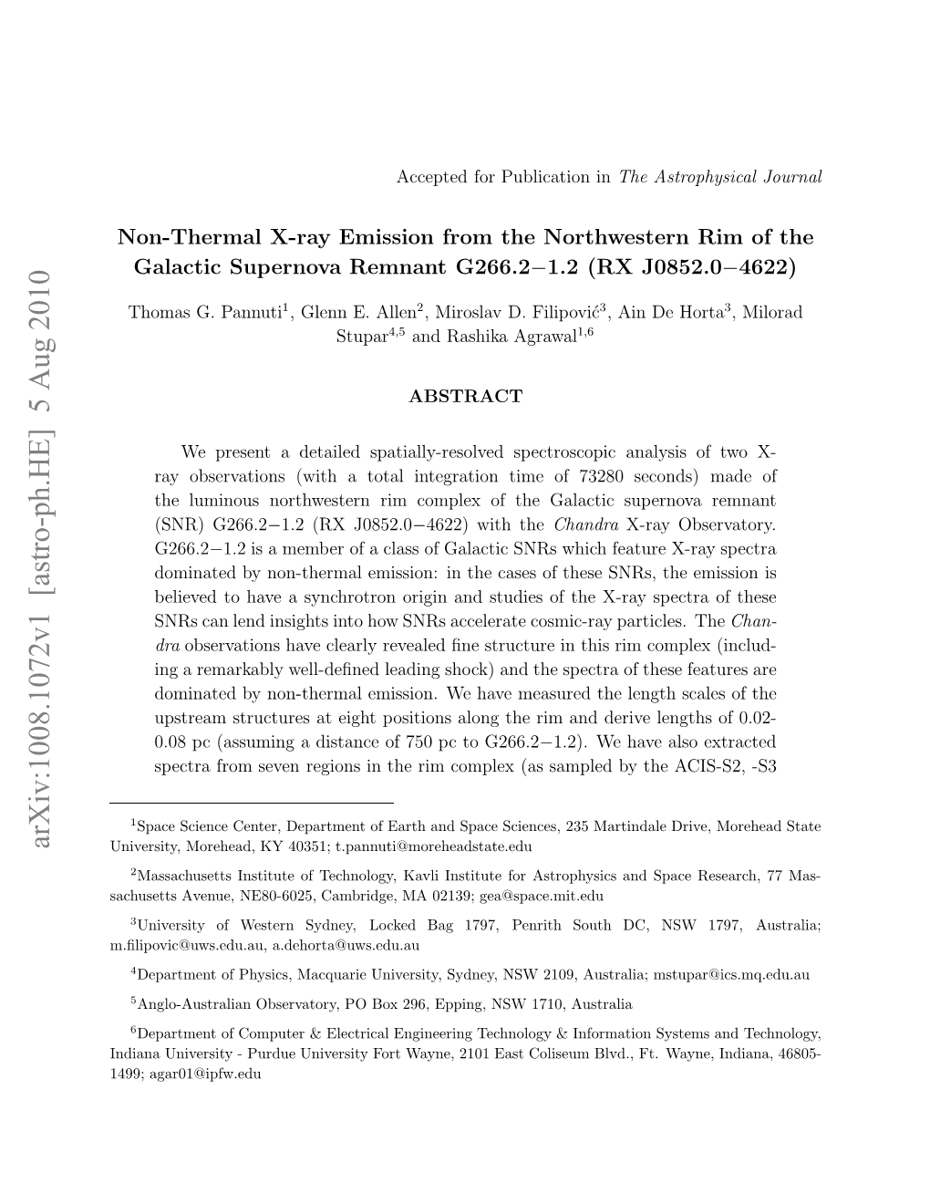 Non-Thermal X-Ray Emission from the Northwestern Rim of the Galactic