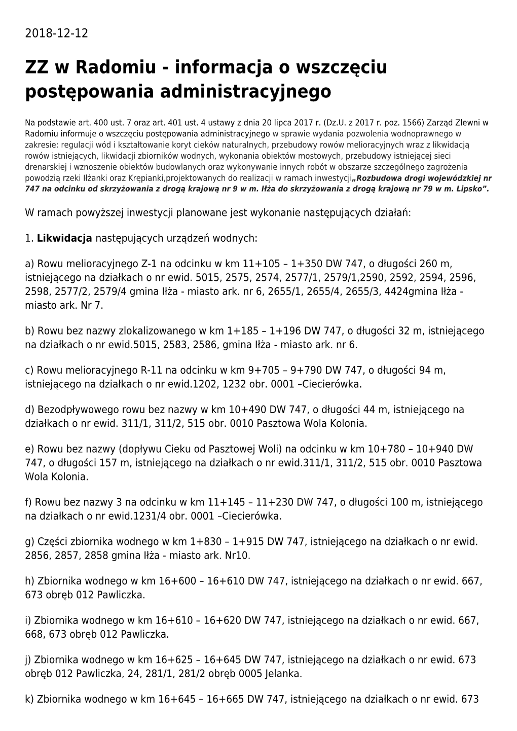 Informacja O Wszczęciu Postępowania Administracyjnego