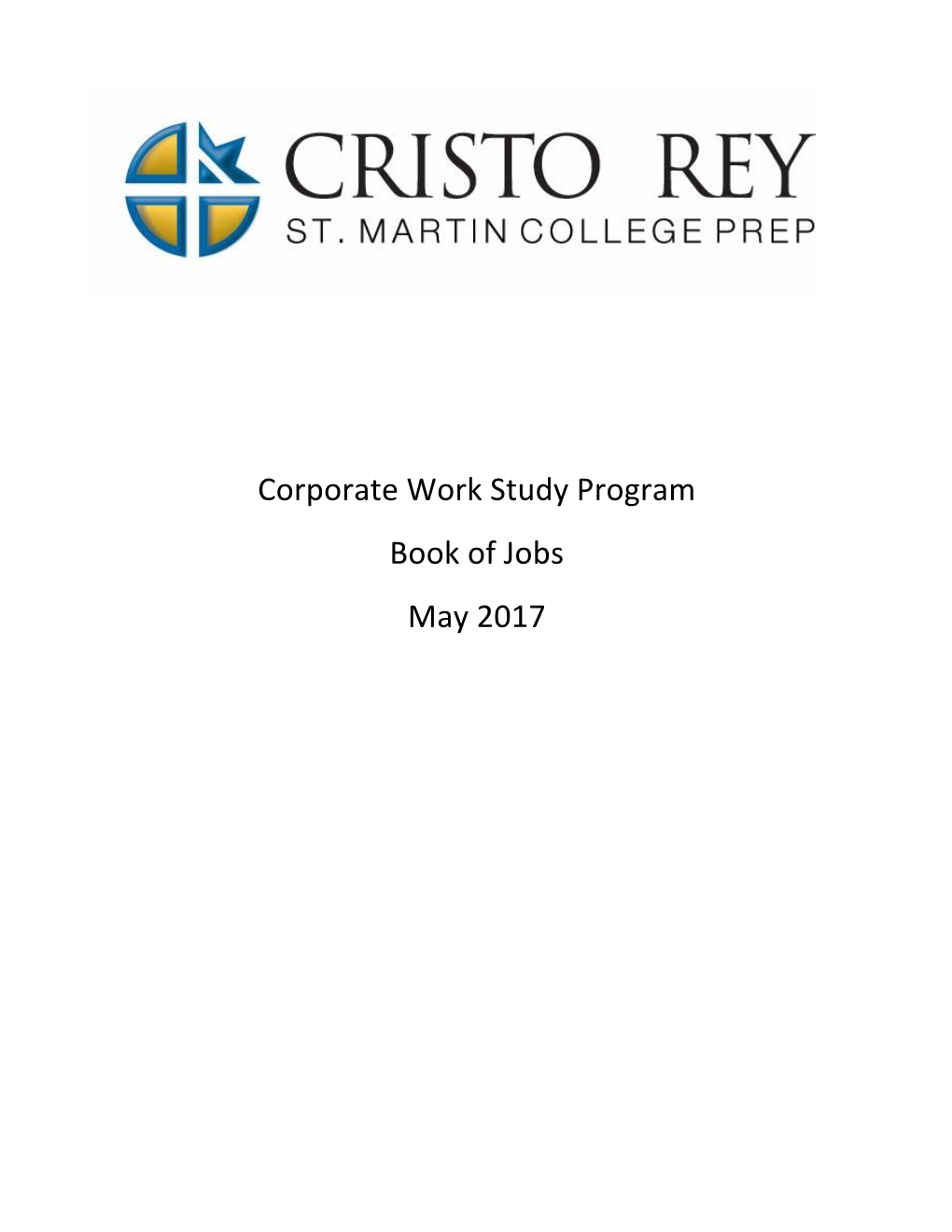 Corporate Work Study Program Book of Jobs May 2017