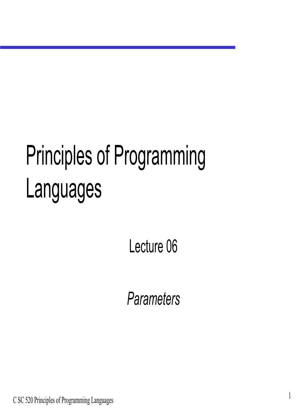 Principles of Programming Languages