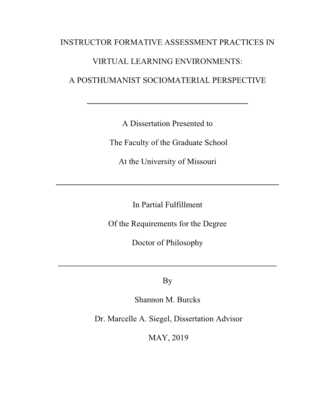 Instructor Formative Assessment Practices In