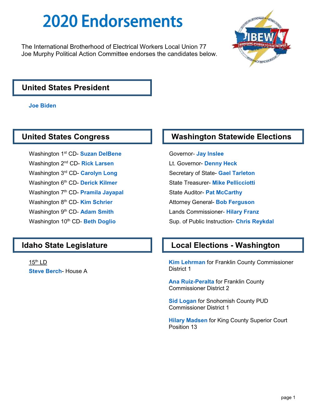 Washington Statewide Elections