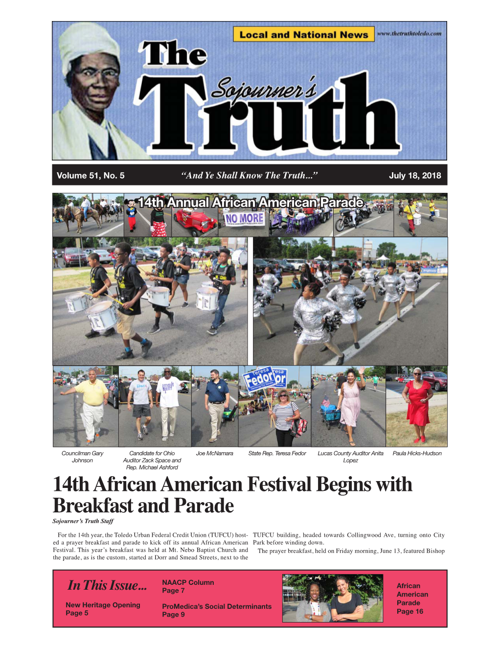 14Th African American Festival Begins with Breakfast and Parade Sojourner’S Truth Staff