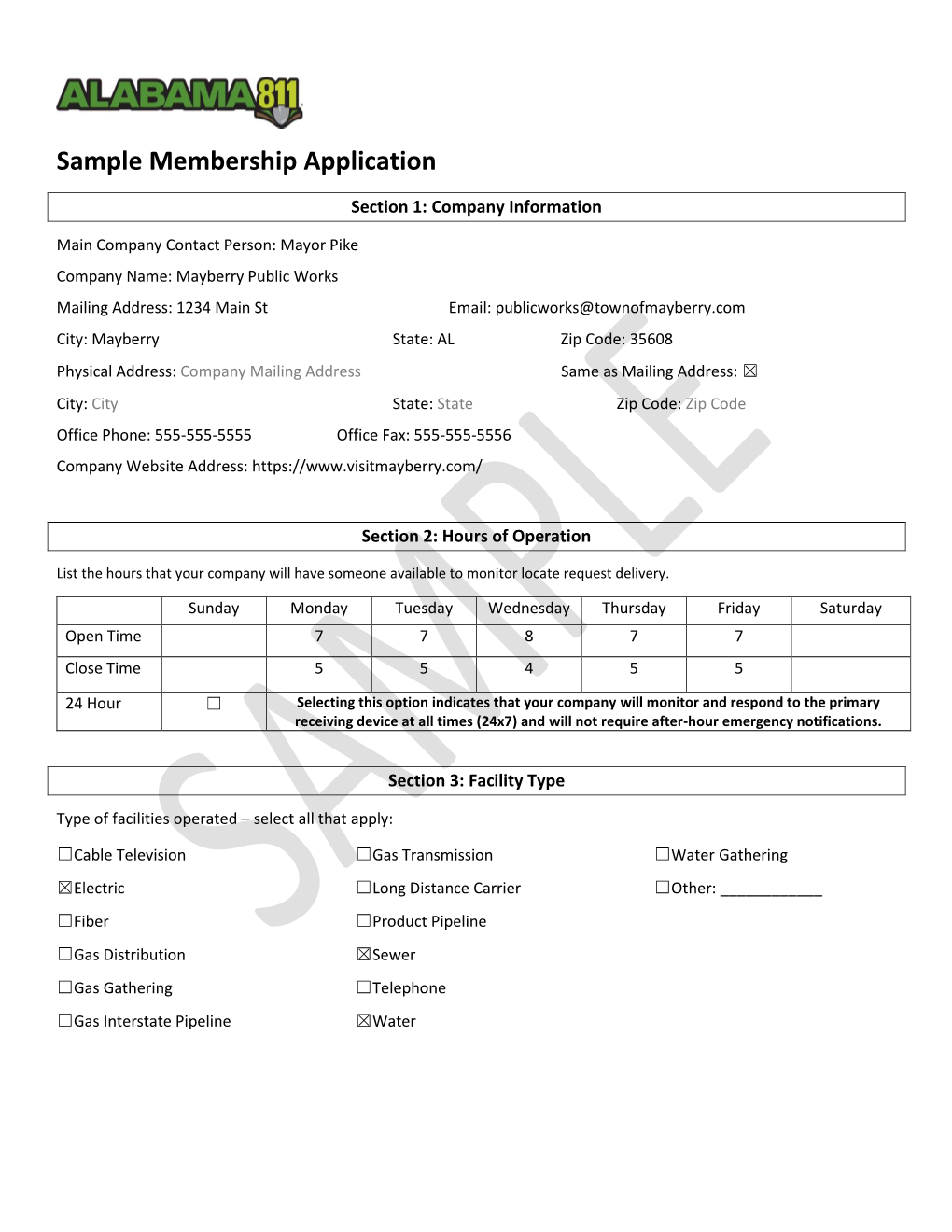 Sample Membership Application