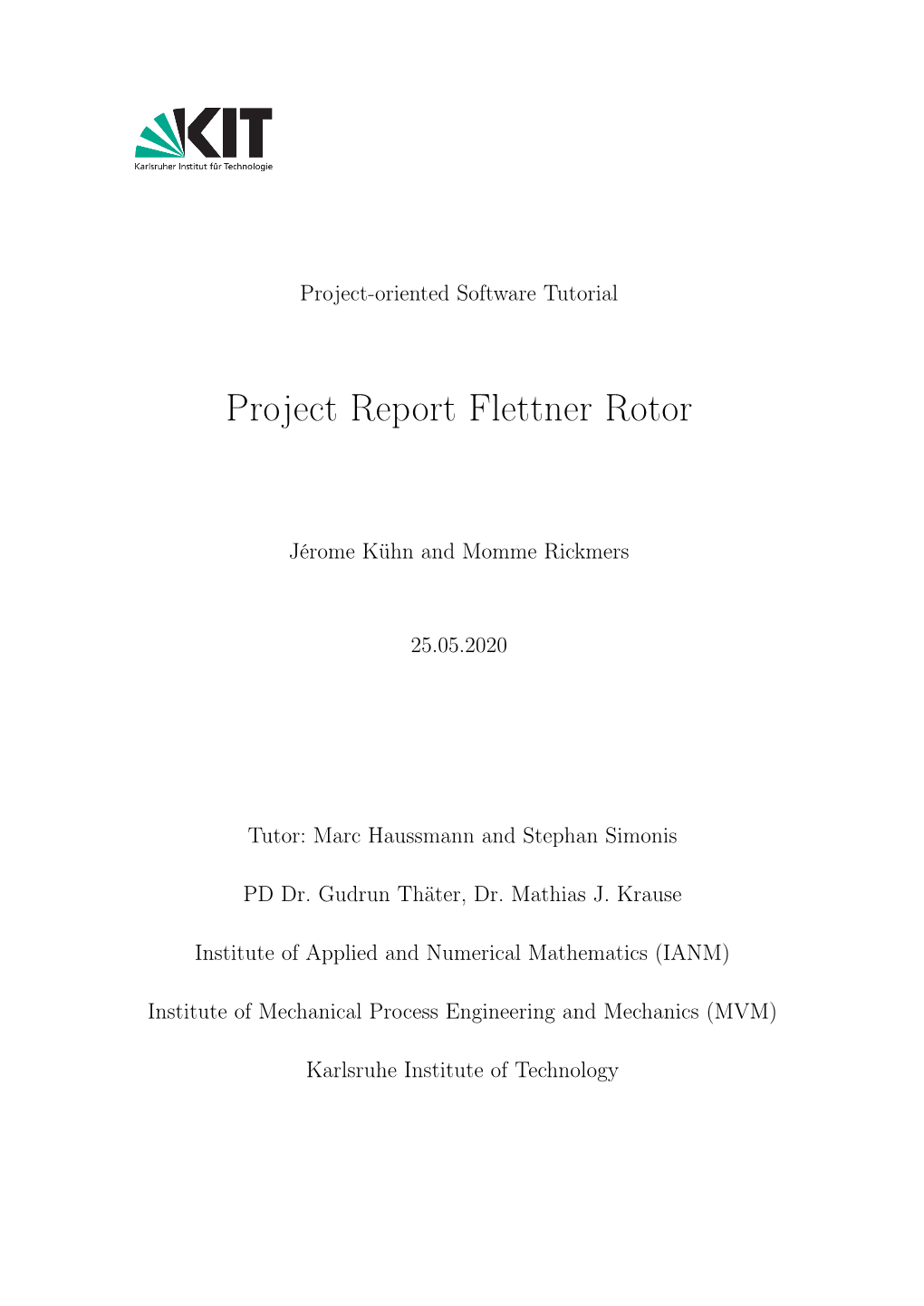 Project Report Flettner Rotor