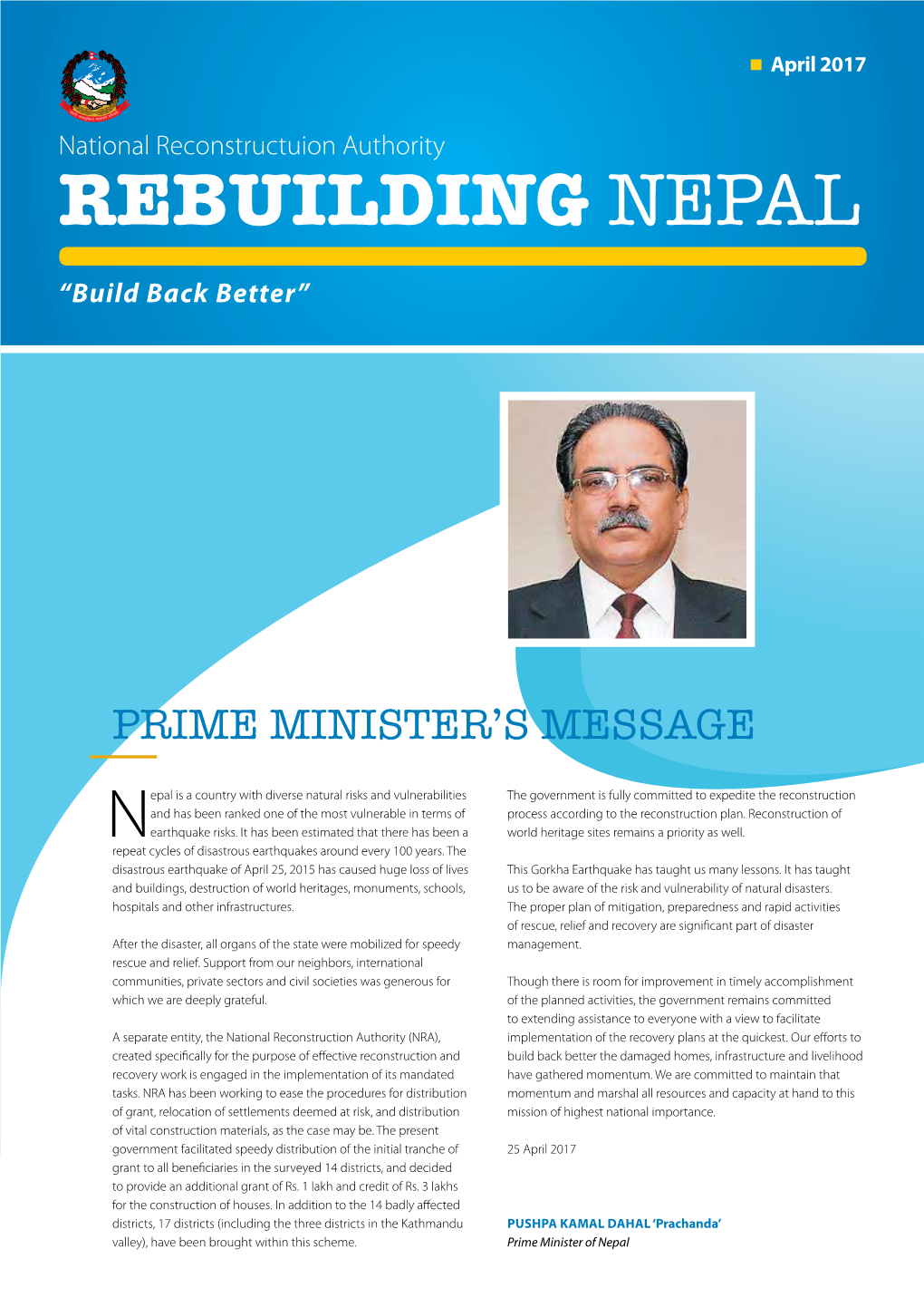 REBUILDING NEPAL “Build Back Better”