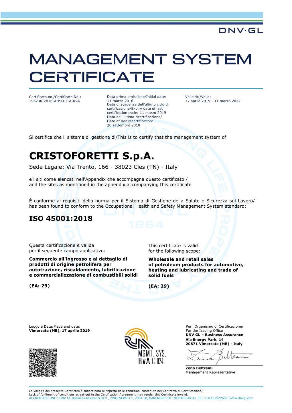 Management System Certificate