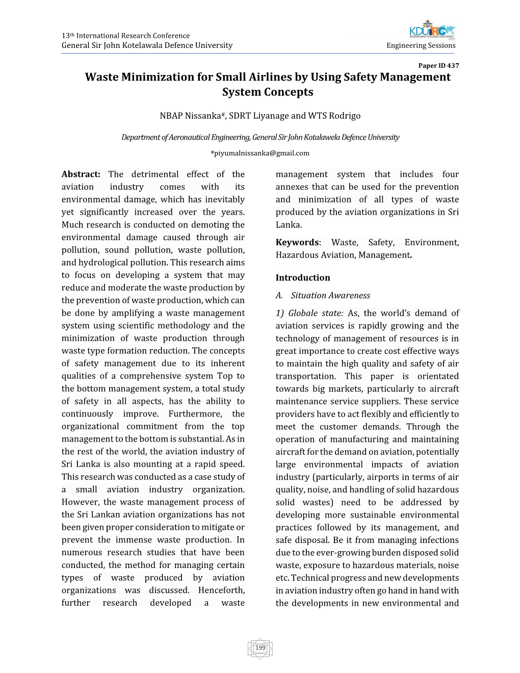 Waste Minimization for Small Airlines by Using Safety Management System Concepts