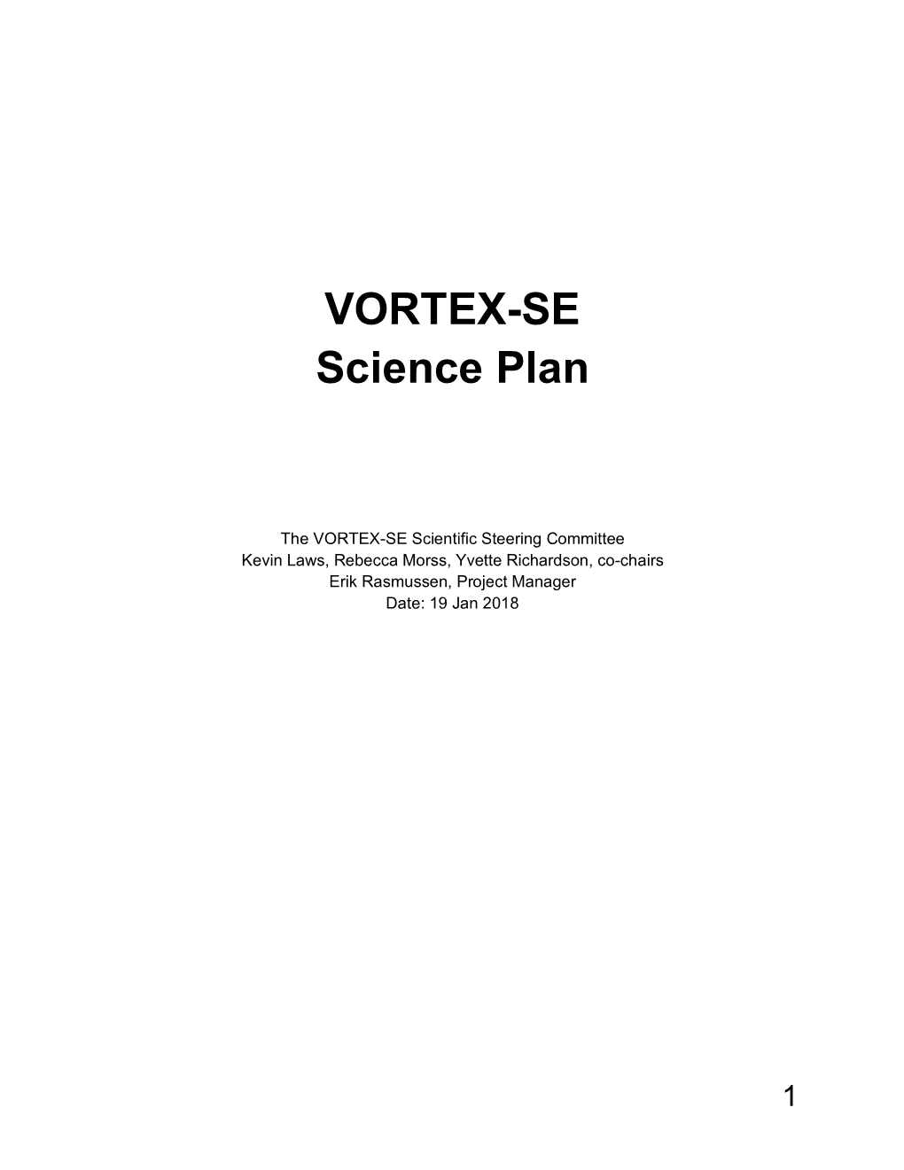 VORTEX-SE Science Plan