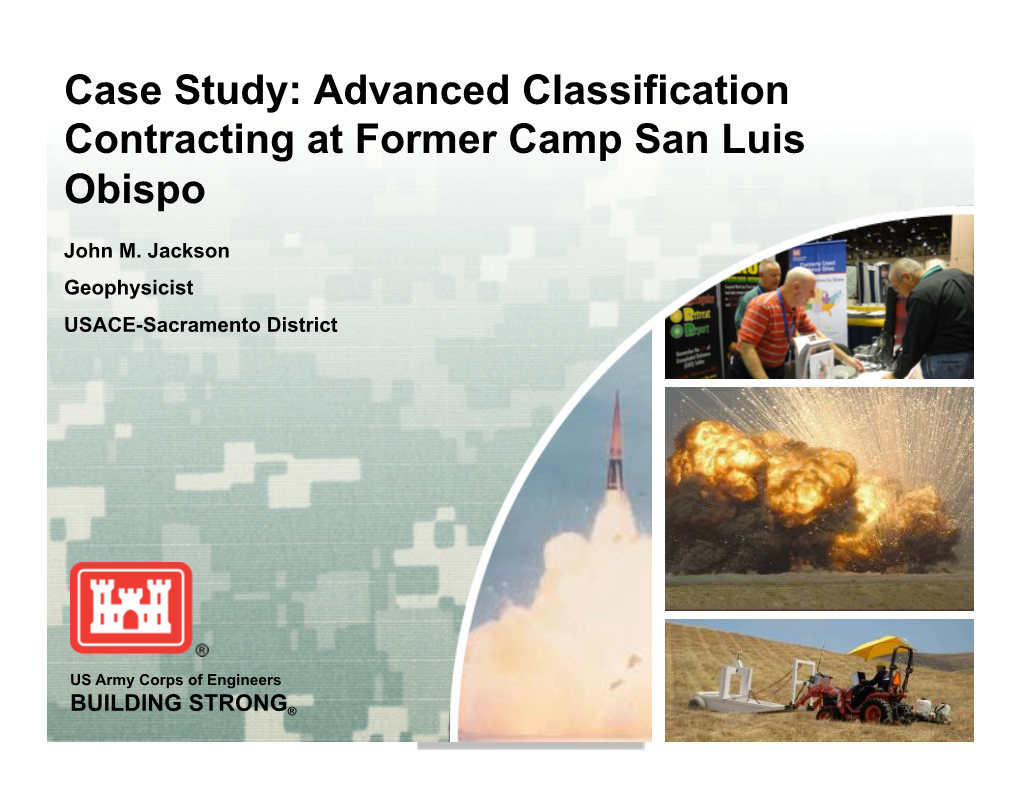 Advanced Classification Contracting at Former Camp San Luis Obispo