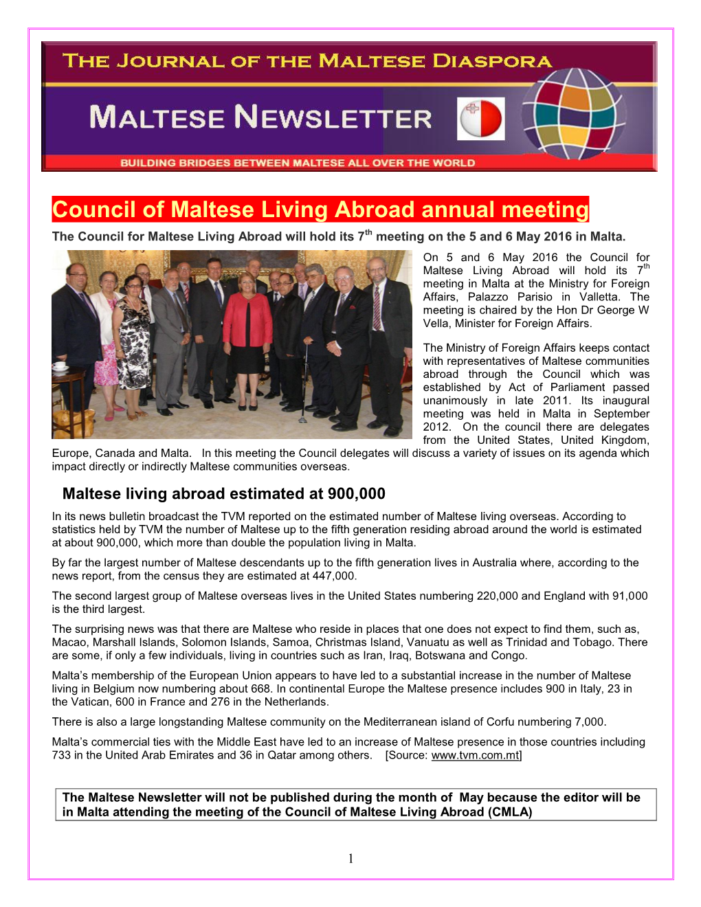 Newsletter 121 April 2016