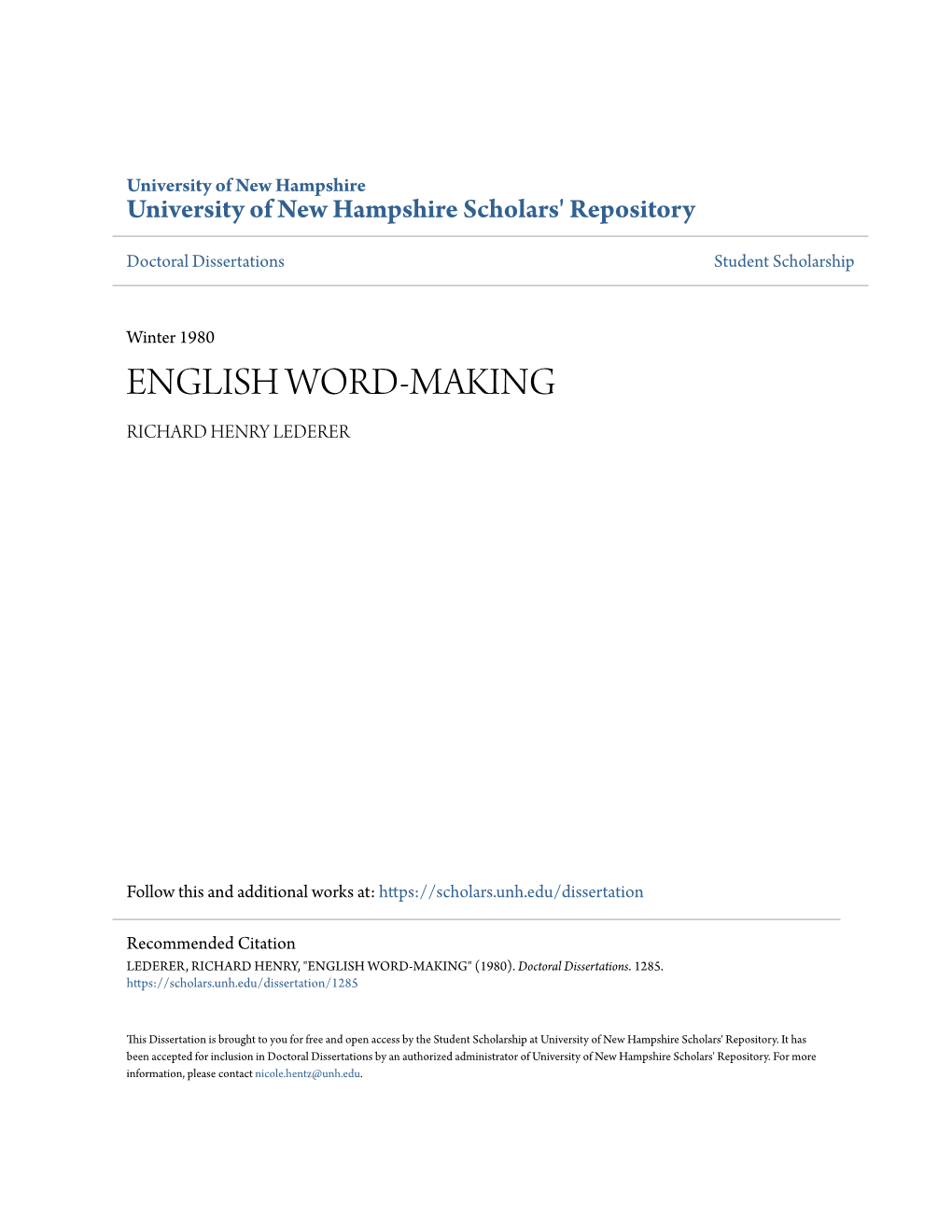 English Word-Making Richard Henry Lederer