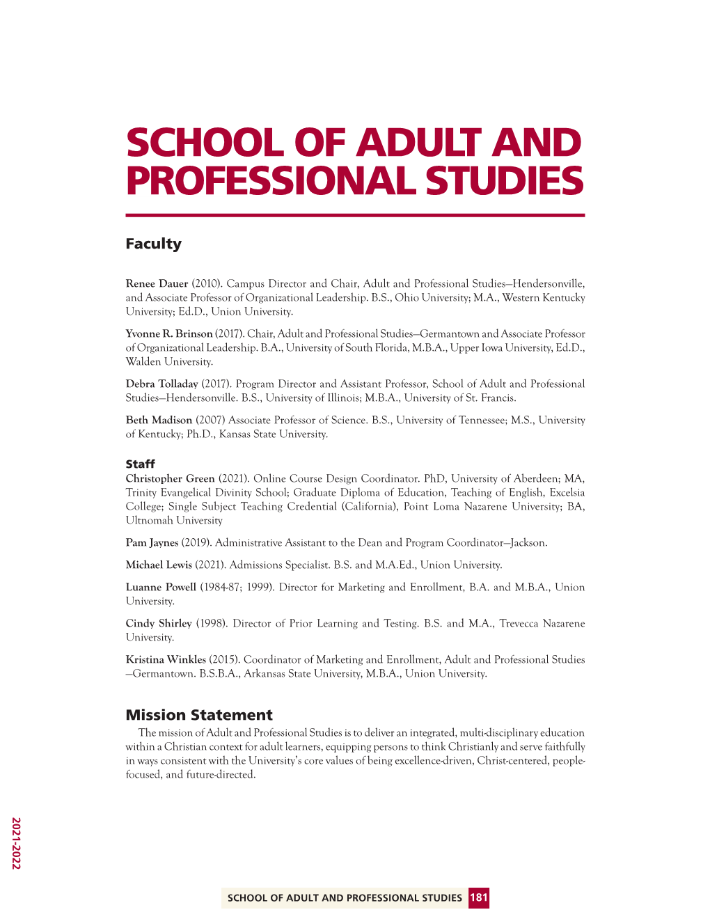 School of Adult and Professional Studies