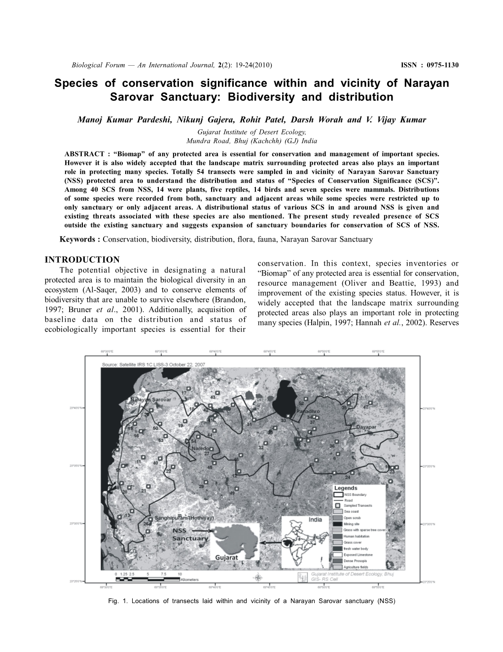 Species of Conservation Significance Within and Vicinity of Narayan Sarovar Sanctuary: Biodiversity and Distribution