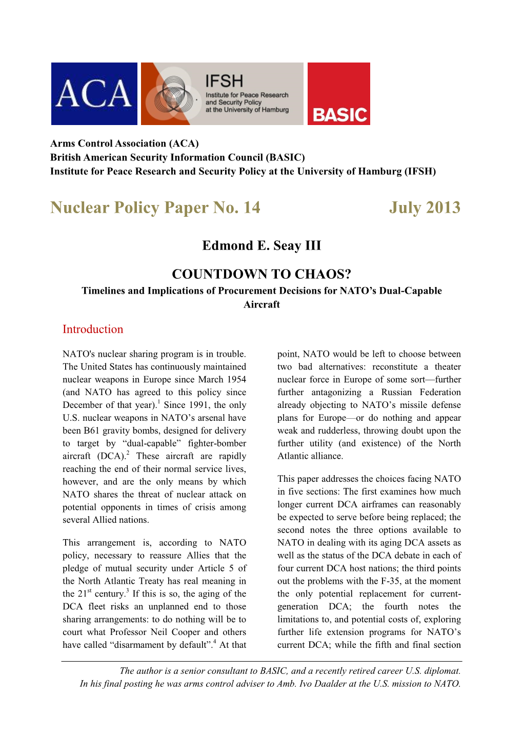 Nuclear Policy Paper No