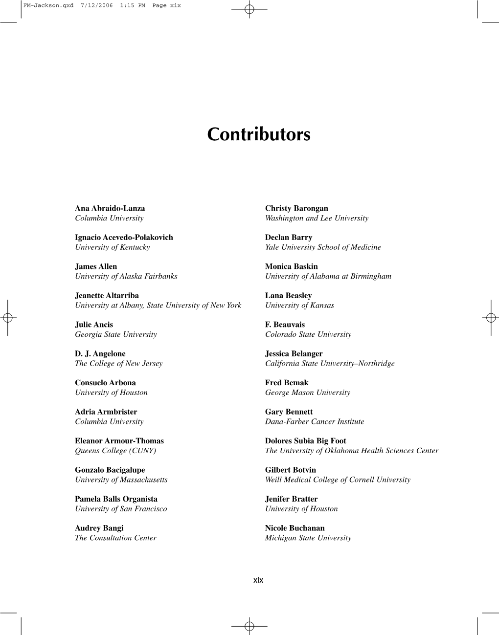 Contributors