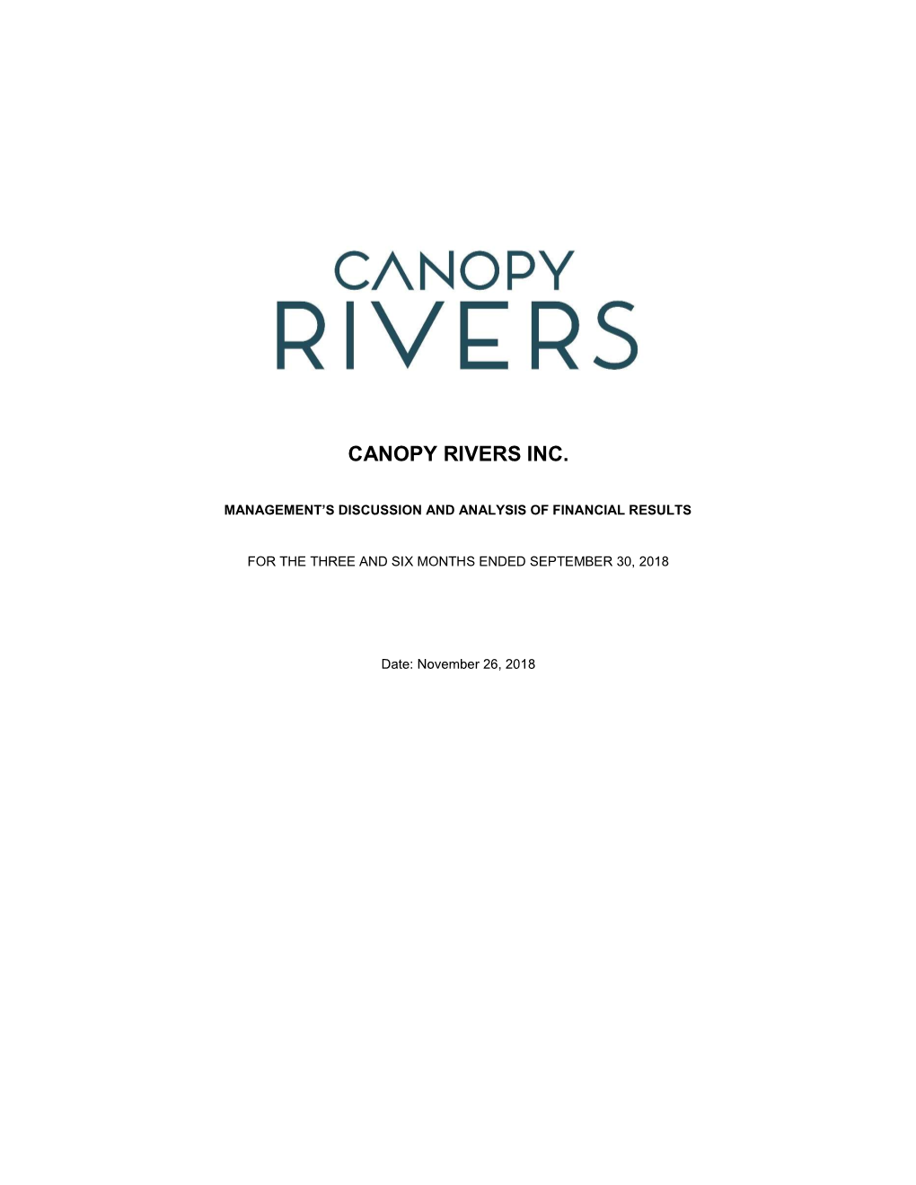 Canopy Rivers Inc