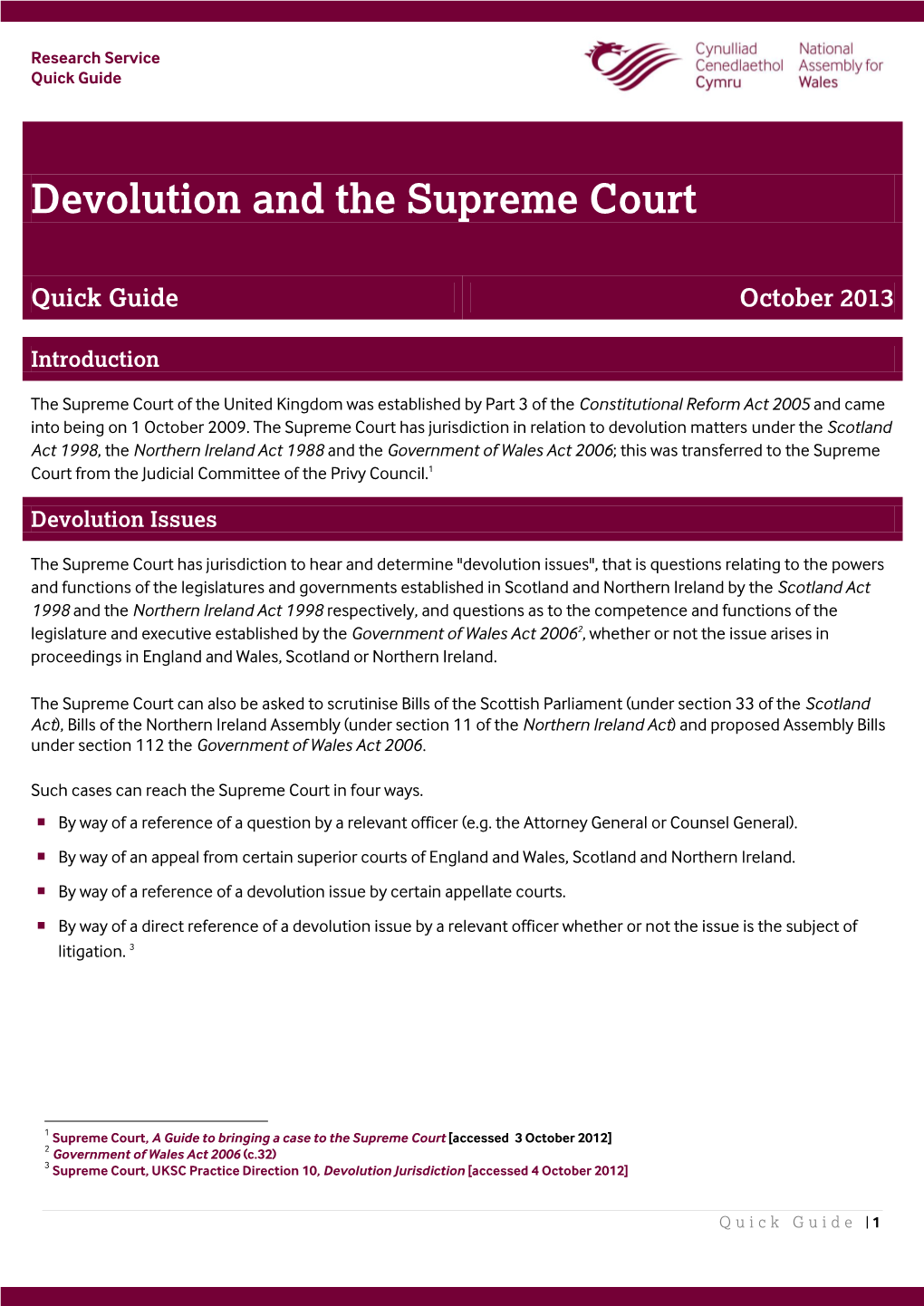 Devolution and the Supreme Court