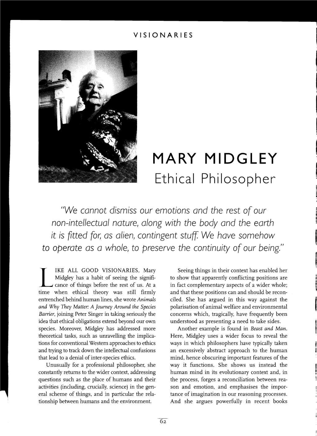 MARY MIDGLEY Ethical Philosopher