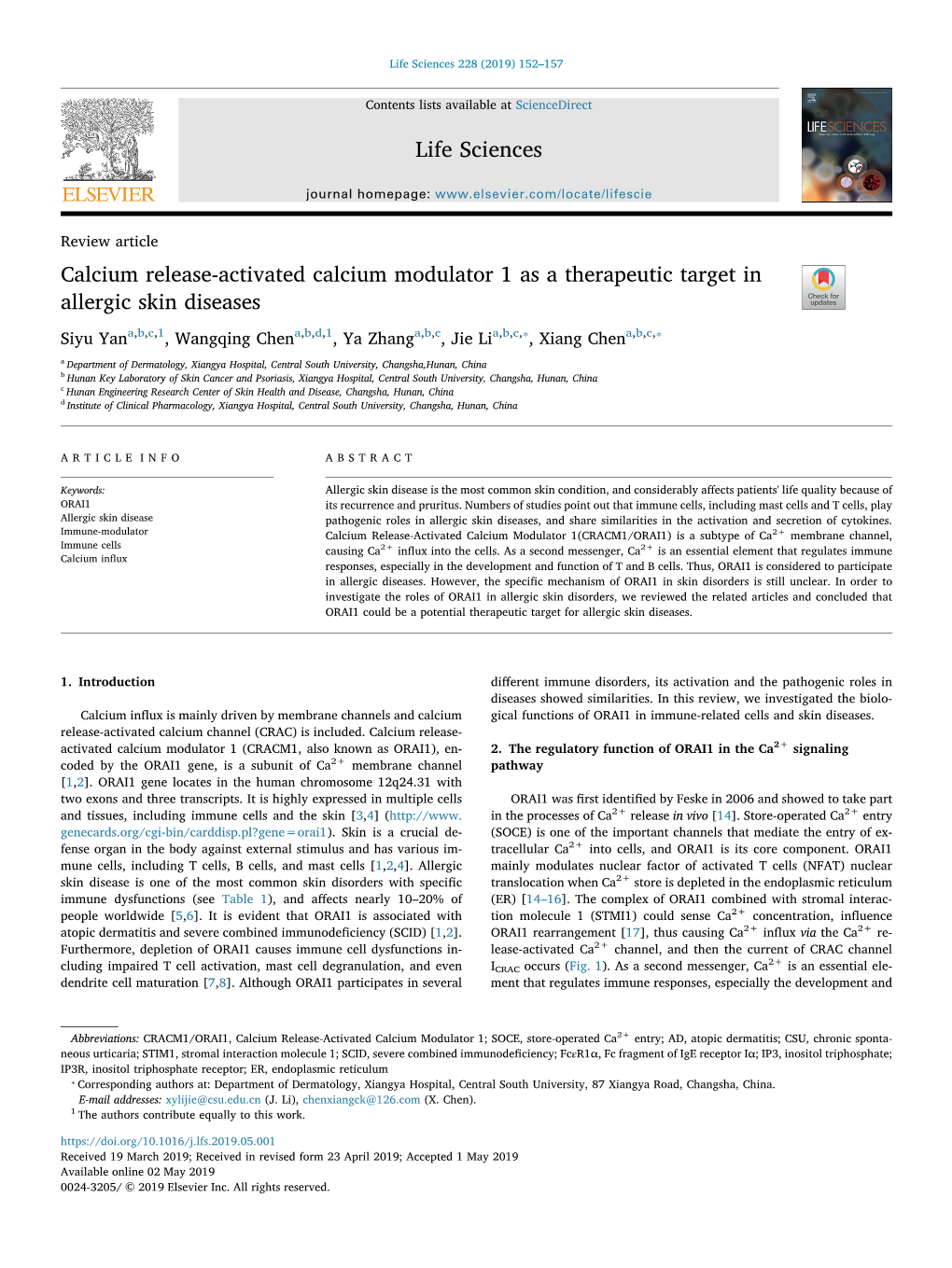 Calcium Release-Activated Calcium Modulator 1 As a Therapeutic Target