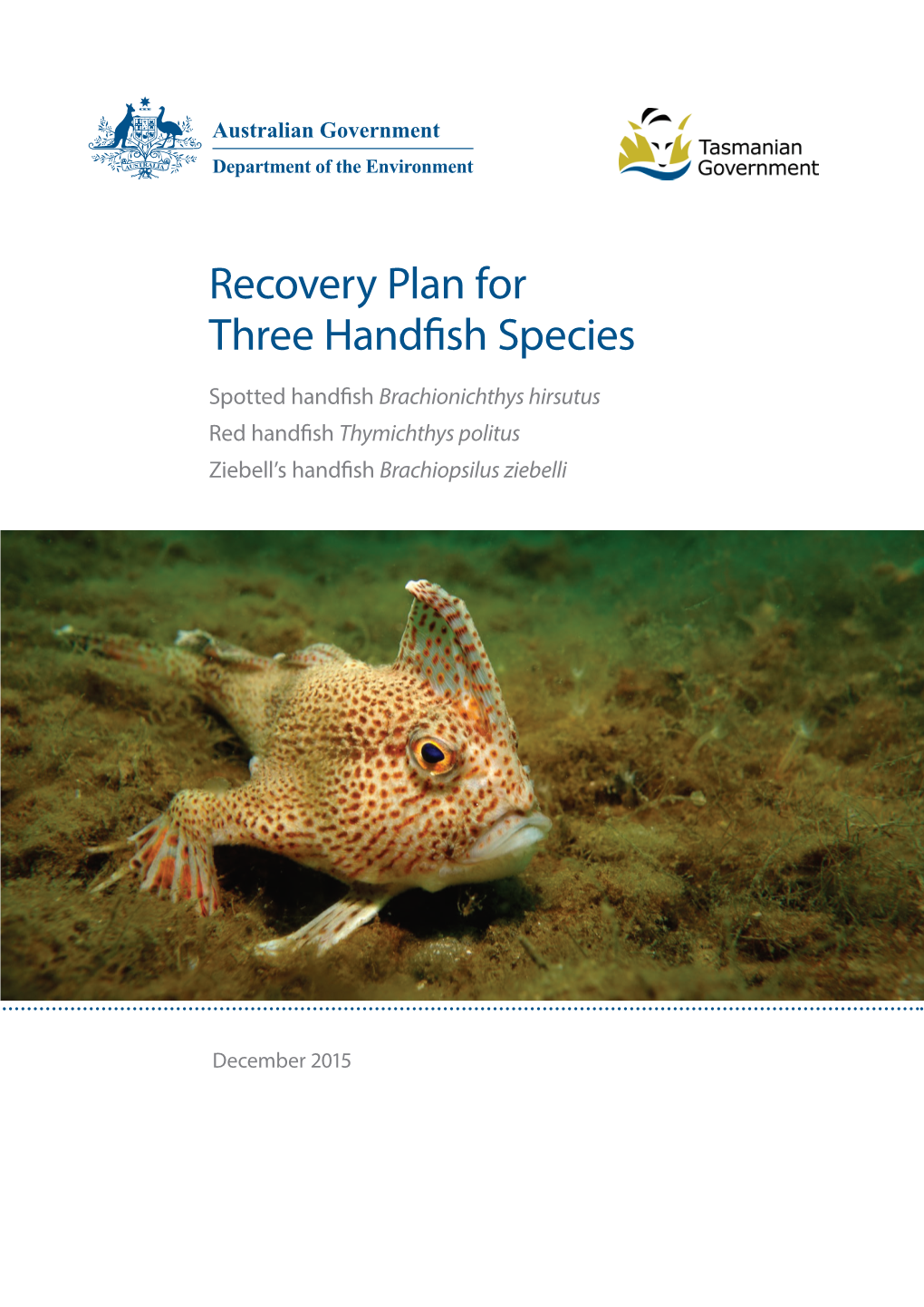 Recovery Plan for Three Handfish Species