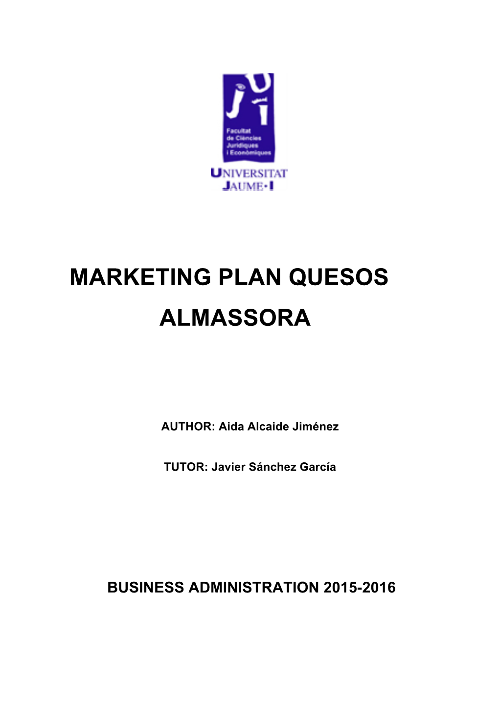 Marketing Plan Quesos Almassora