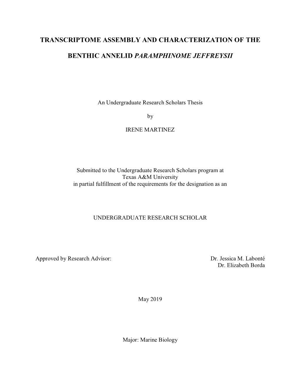 Transcriptome Assembly and Characterization of The